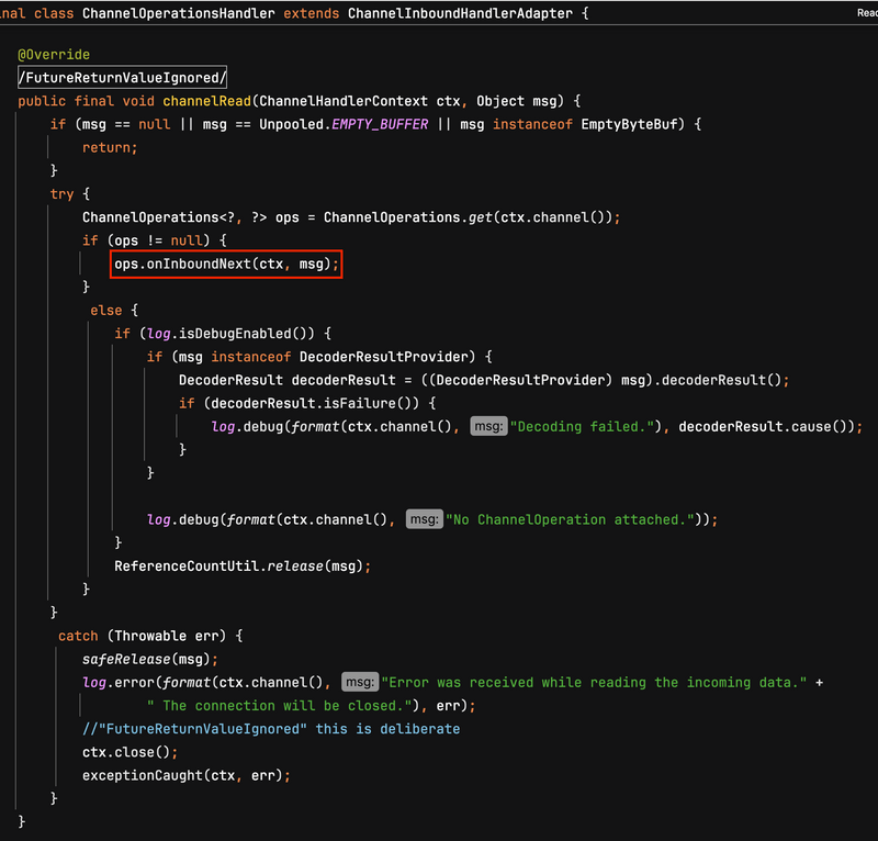 ChannelOperationsHandler.channelRead()