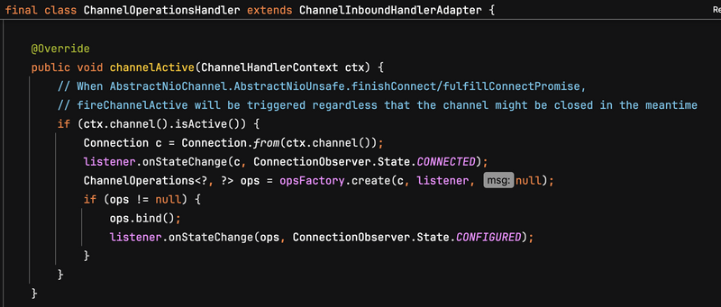 ChannelOperationsHandlers.channelActive()